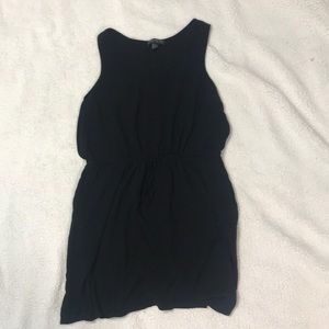 Black Cinch Waist Crepe Minidress